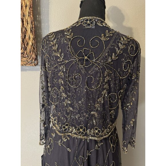 Pisarro Nights Jacket & Dress 14 Sequin Beaded Wedding Party Formal NEW $268 - Picture 12 of 16